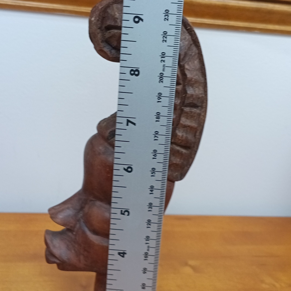 Vintage Wooden African Tribal Art Statue Bust Hand Carved Woman Head Carving 9in - Picture 6 of 9